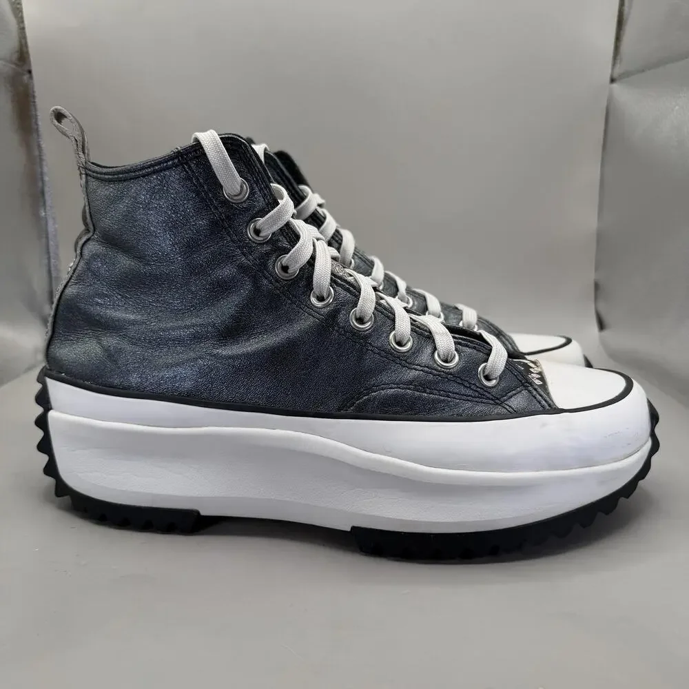 Converse Run Star Hike Shoes Womens 11 Blue Leather Platform Sneakers Snakeskin
